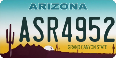 AZ license plate ASR4952