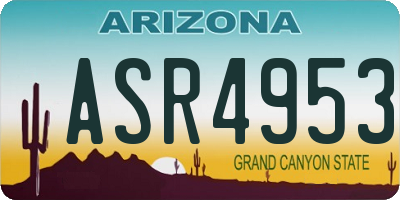 AZ license plate ASR4953