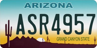 AZ license plate ASR4957