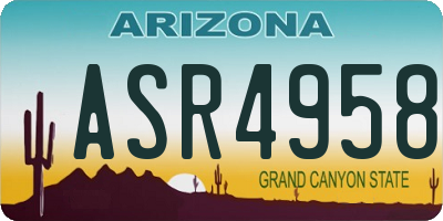 AZ license plate ASR4958