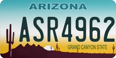 AZ license plate ASR4962