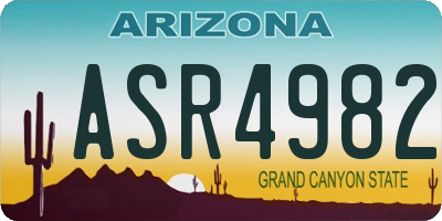 AZ license plate ASR4982