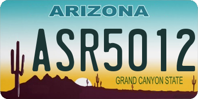 AZ license plate ASR5012