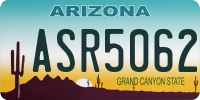 AZ license plate ASR5062