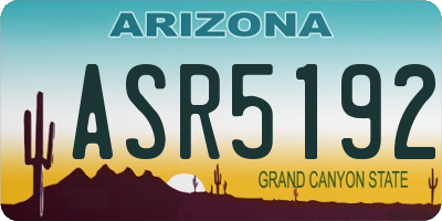 AZ license plate ASR5192