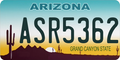 AZ license plate ASR5362