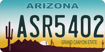 AZ license plate ASR5402