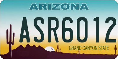 AZ license plate ASR6012