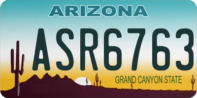 AZ license plate ASR6763