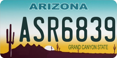 AZ license plate ASR6839