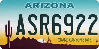 AZ license plate ASR6922