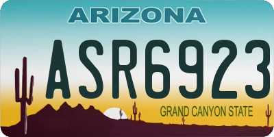 AZ license plate ASR6923