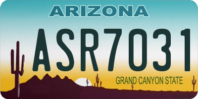 AZ license plate ASR7031