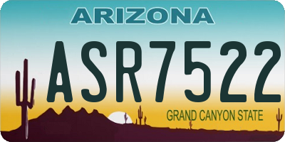 AZ license plate ASR7522