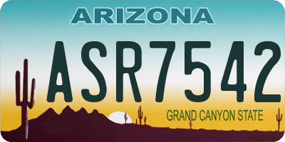 AZ license plate ASR7542