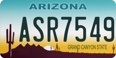 AZ license plate ASR7549