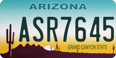 AZ license plate ASR7645