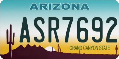 AZ license plate ASR7692