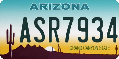AZ license plate ASR7934