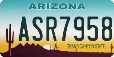 AZ license plate ASR7958