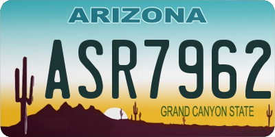 AZ license plate ASR7962
