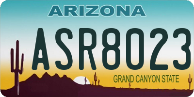 AZ license plate ASR8023
