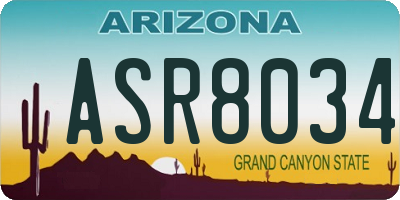 AZ license plate ASR8034