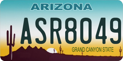 AZ license plate ASR8049
