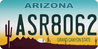 AZ license plate ASR8062