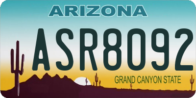 AZ license plate ASR8092