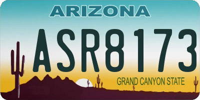 AZ license plate ASR8173