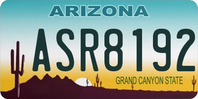 AZ license plate ASR8192