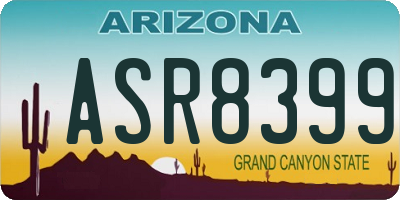 AZ license plate ASR8399