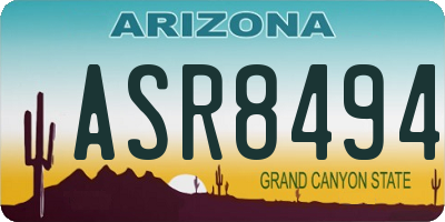 AZ license plate ASR8494