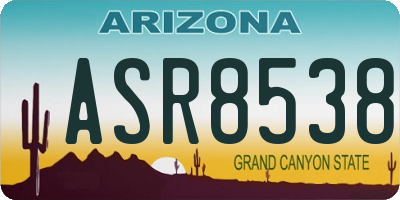 AZ license plate ASR8538