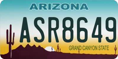 AZ license plate ASR8649