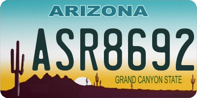 AZ license plate ASR8692