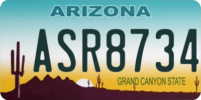 AZ license plate ASR8734