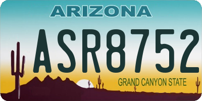 AZ license plate ASR8752