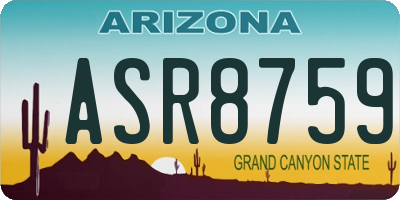 AZ license plate ASR8759