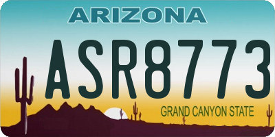 AZ license plate ASR8773