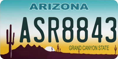 AZ license plate ASR8843