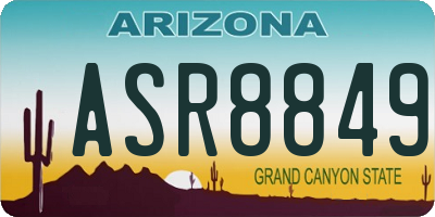 AZ license plate ASR8849