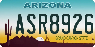 AZ license plate ASR8926