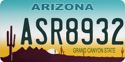 AZ license plate ASR8932