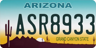 AZ license plate ASR8933