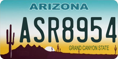 AZ license plate ASR8954