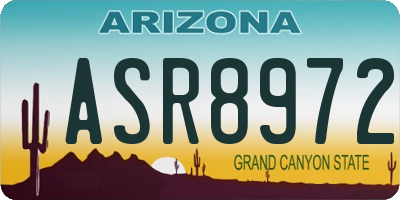 AZ license plate ASR8972