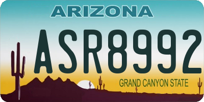 AZ license plate ASR8992