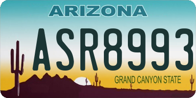 AZ license plate ASR8993